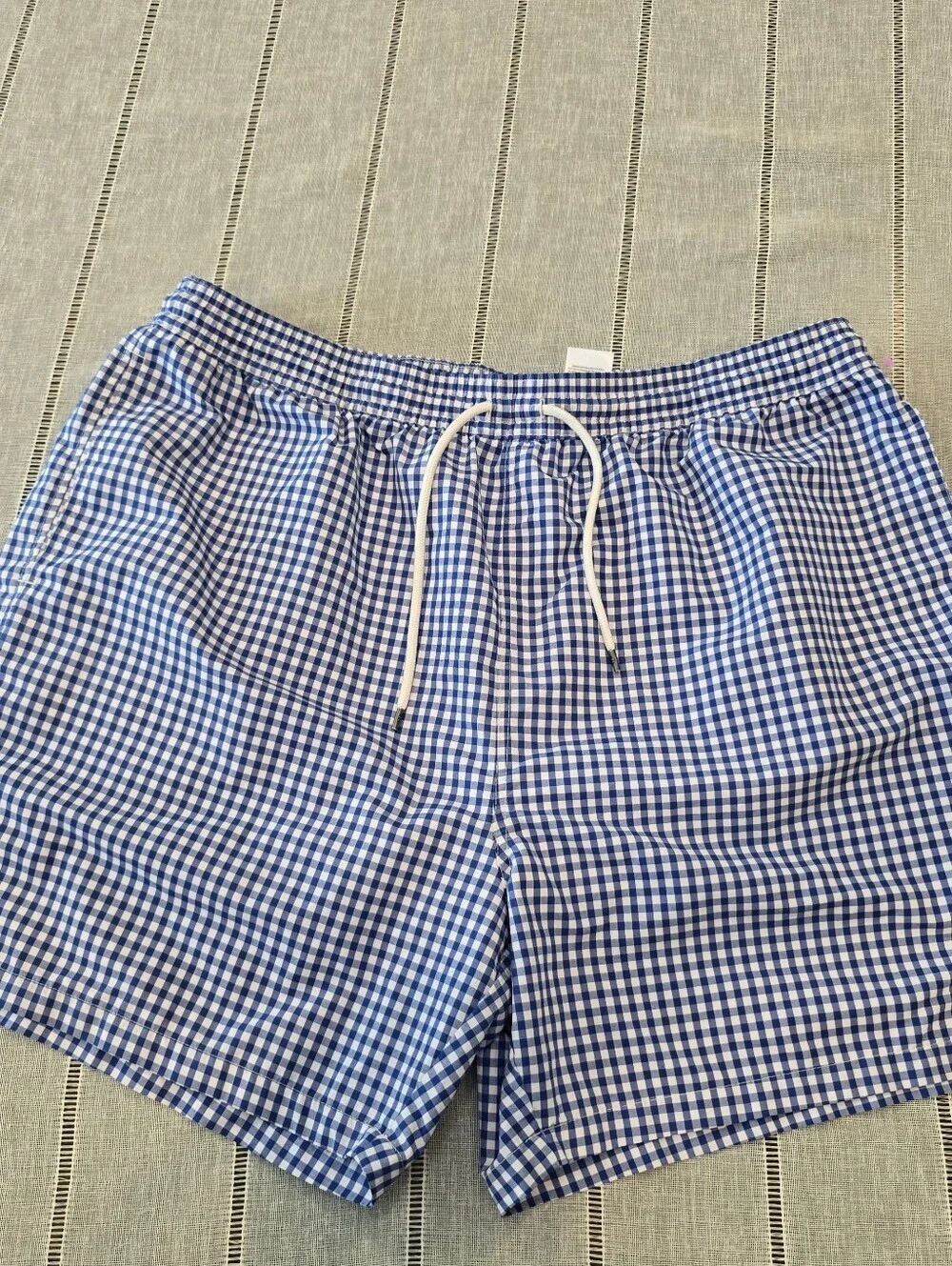 Polo Ralph Lauren Mens Gingham Swim Trunks Blue White 2xB